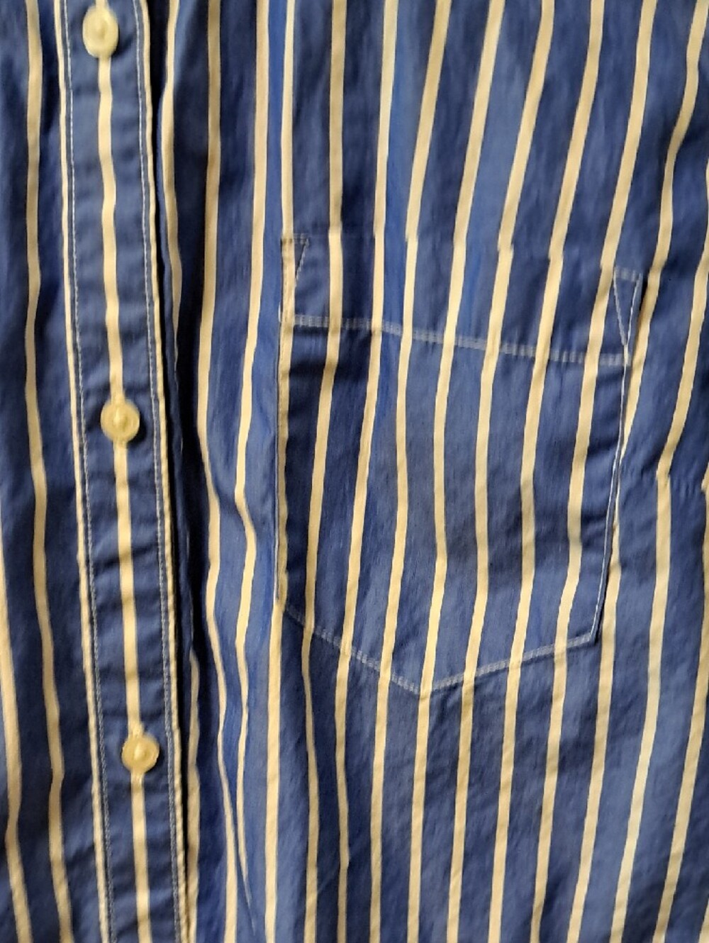 GAP Blue & White Vertical Stripe 100% Cotton Button-Down with Red Cuffs - Size S - Picture 5 of 9